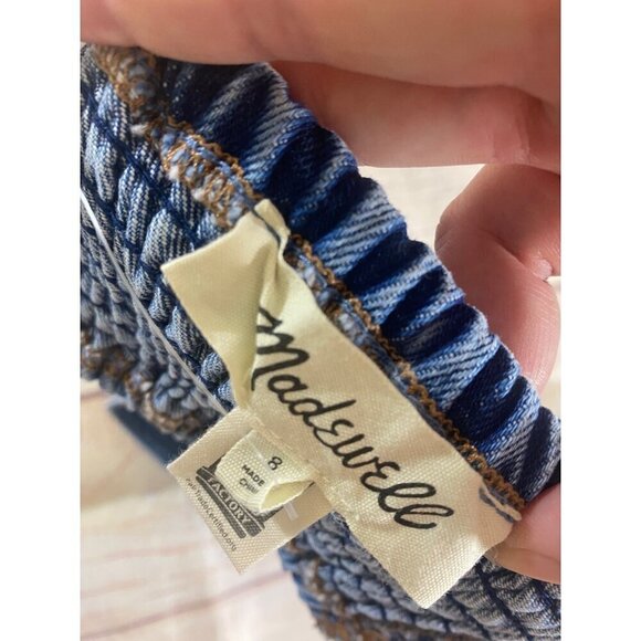 NWT Madewell Women's Blue Denim Sweetheart Bralette Stamped Floral - 8 - Picture 11 of 11